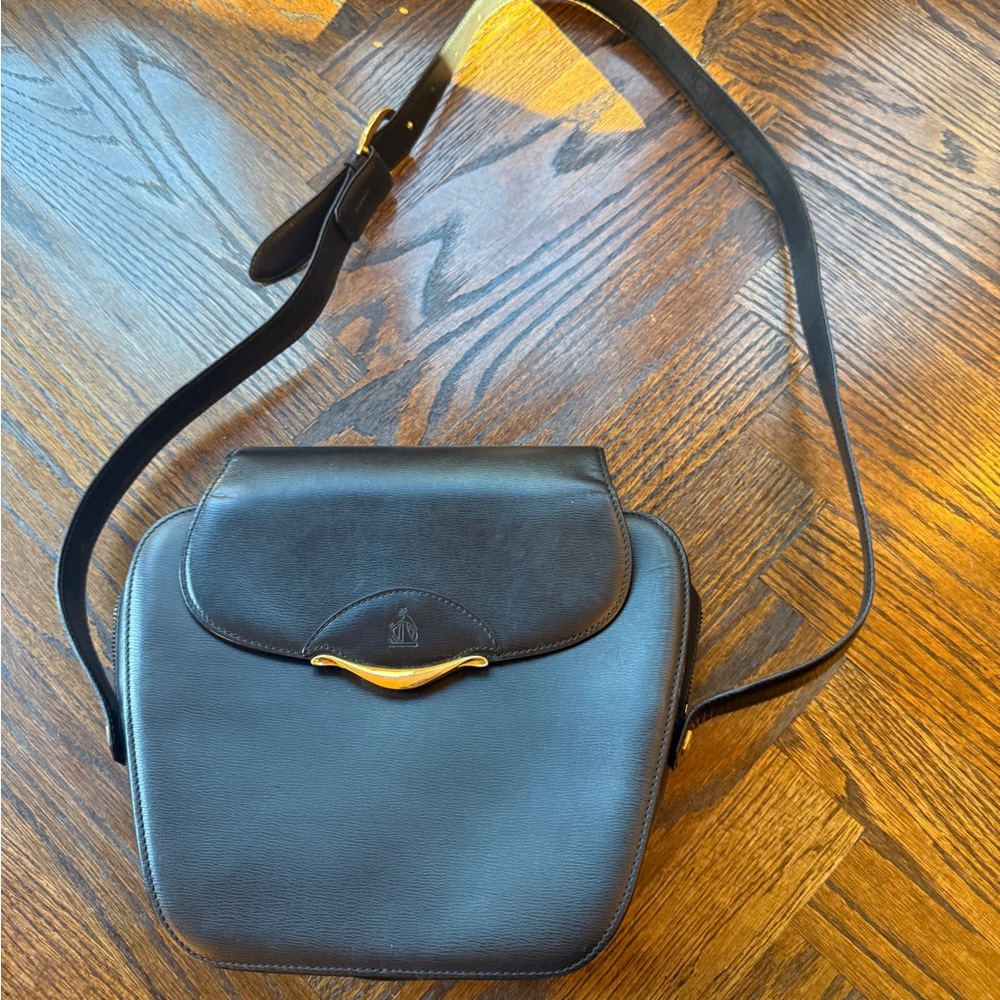Elegant Vintage Lanvin Black Leather Shoulder Bag